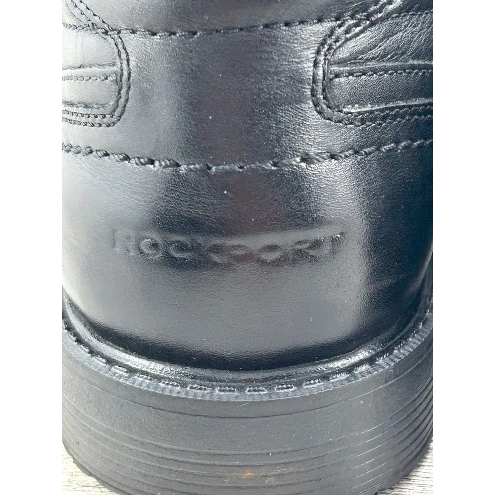 Rockport Mens Black Leather Square‎ Toe Lace Up Dress Shoes Size 15W